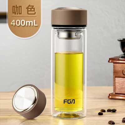 极速新富光双层家用带盖子玻璃杯大容量男女学R生水杯可携式泡茶