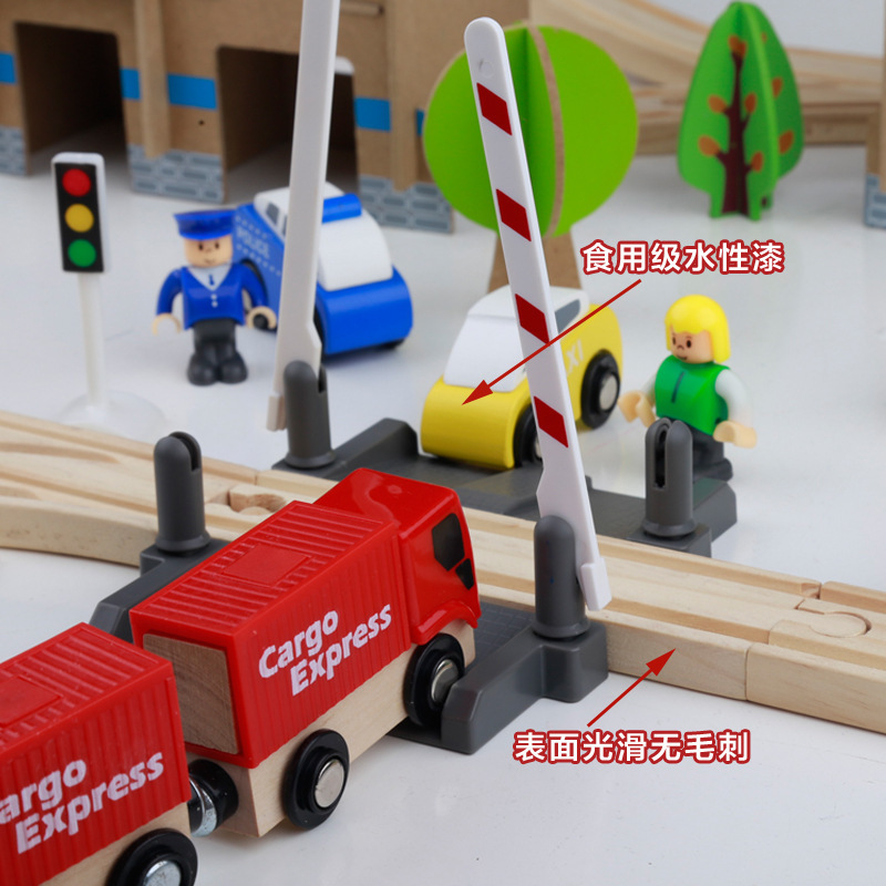 极速厂家厂家直销木制桶装电动火车轨道88件套装 U儿童汽车益智玩