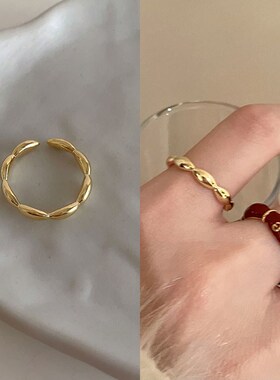 极速安可拉红滴釉竹n节小众戒指女百搭气质开口可调节食指戒网红