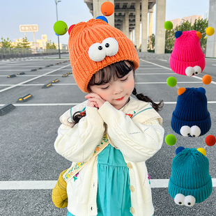 冬季 儿童帽子女童毛线帽超萌可爱保暖男童护耳针织帽中大童亲子款