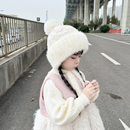 儿童帽子女孩毛线帽秋冬季 宝宝帽子女童加绒东北防寒护耳针织帽