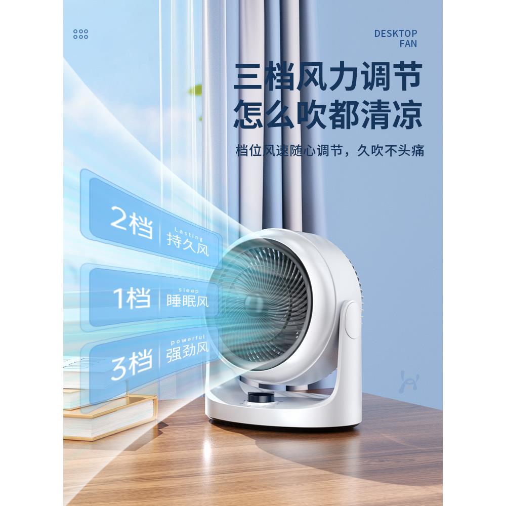 2025新款空气循环扇家用电风扇台式静音宿舍办公室桌面小型电扇