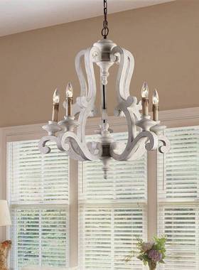 美式乡村法式田园木艺吊灯客厅餐厅卧室服装店吧台楼梯间灯具家居