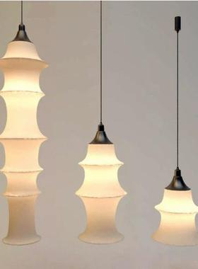 日式侘寂风竹节布艺吊灯loft复式楼梯长吊灯设计师民宿客厅床头灯