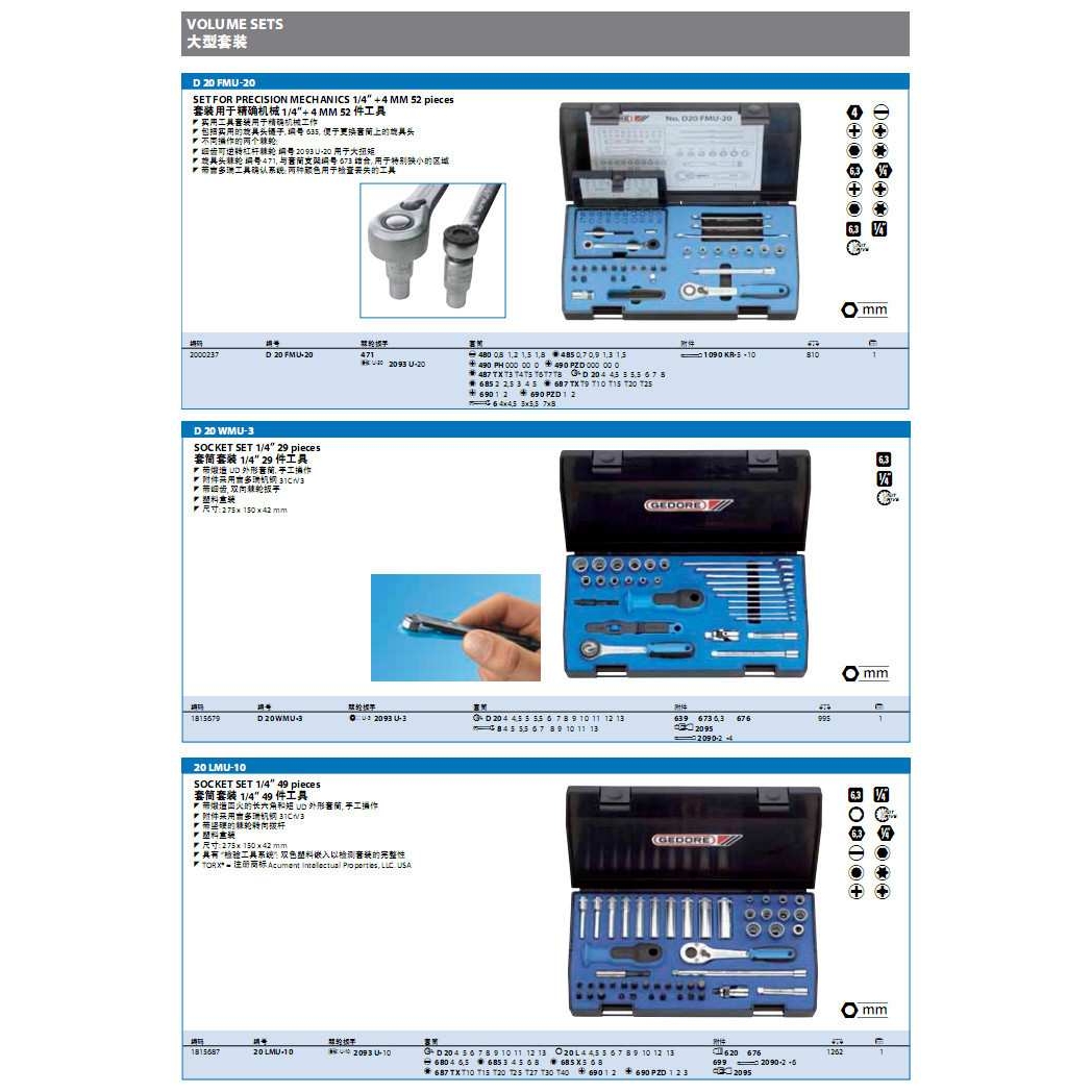 吉多瑞套筒套装1/4  标准套装