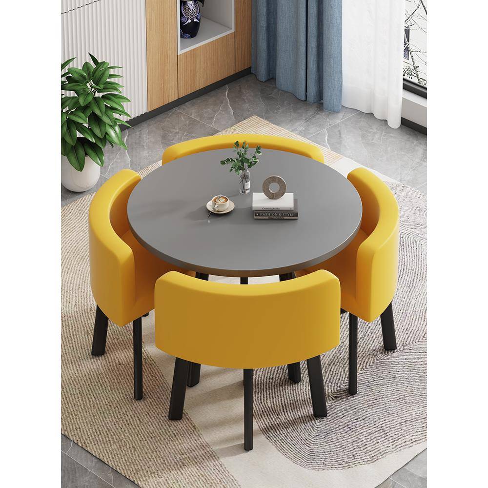 简约洽谈桌椅组合接待谈判休闲圆形桌会客桌商用奶茶甜品店桌椅莳