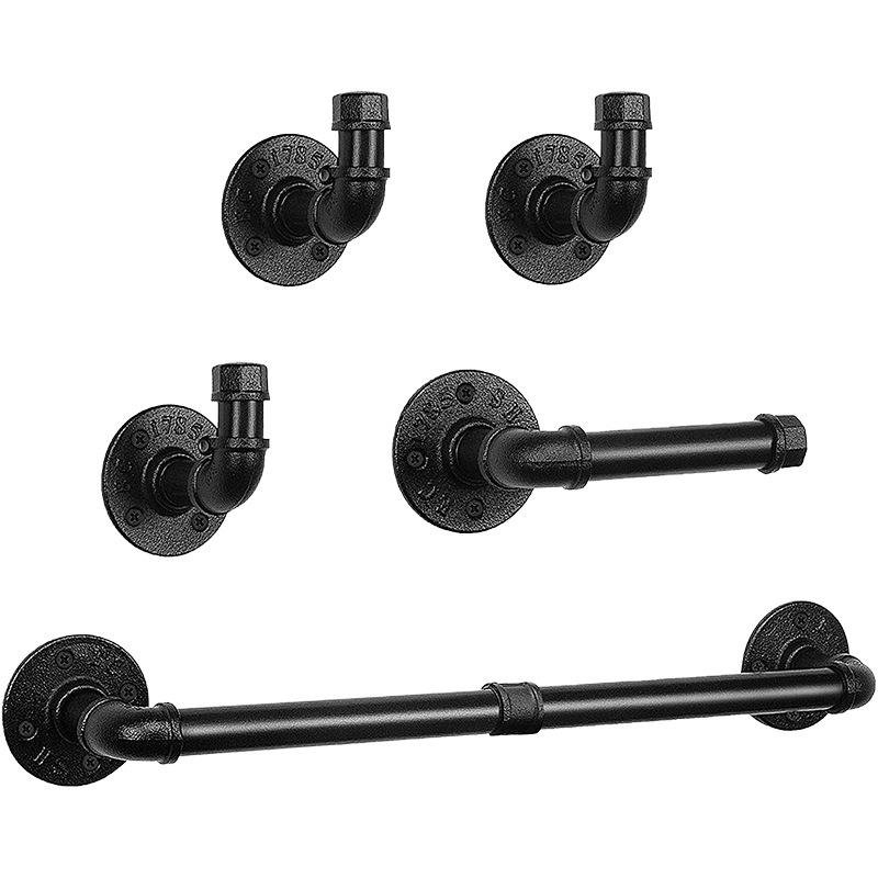 美式复古工业风挂钩纸巾架铁艺水管壁挂毛巾架5件套