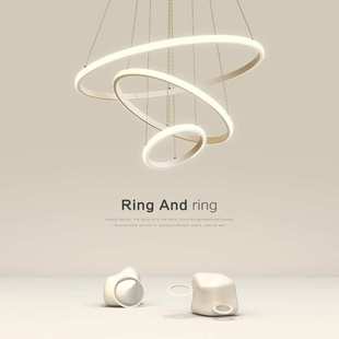 餐厅吊灯简约现代北欧网红艺术吧台饭厅餐桌极简圆环形led灯具