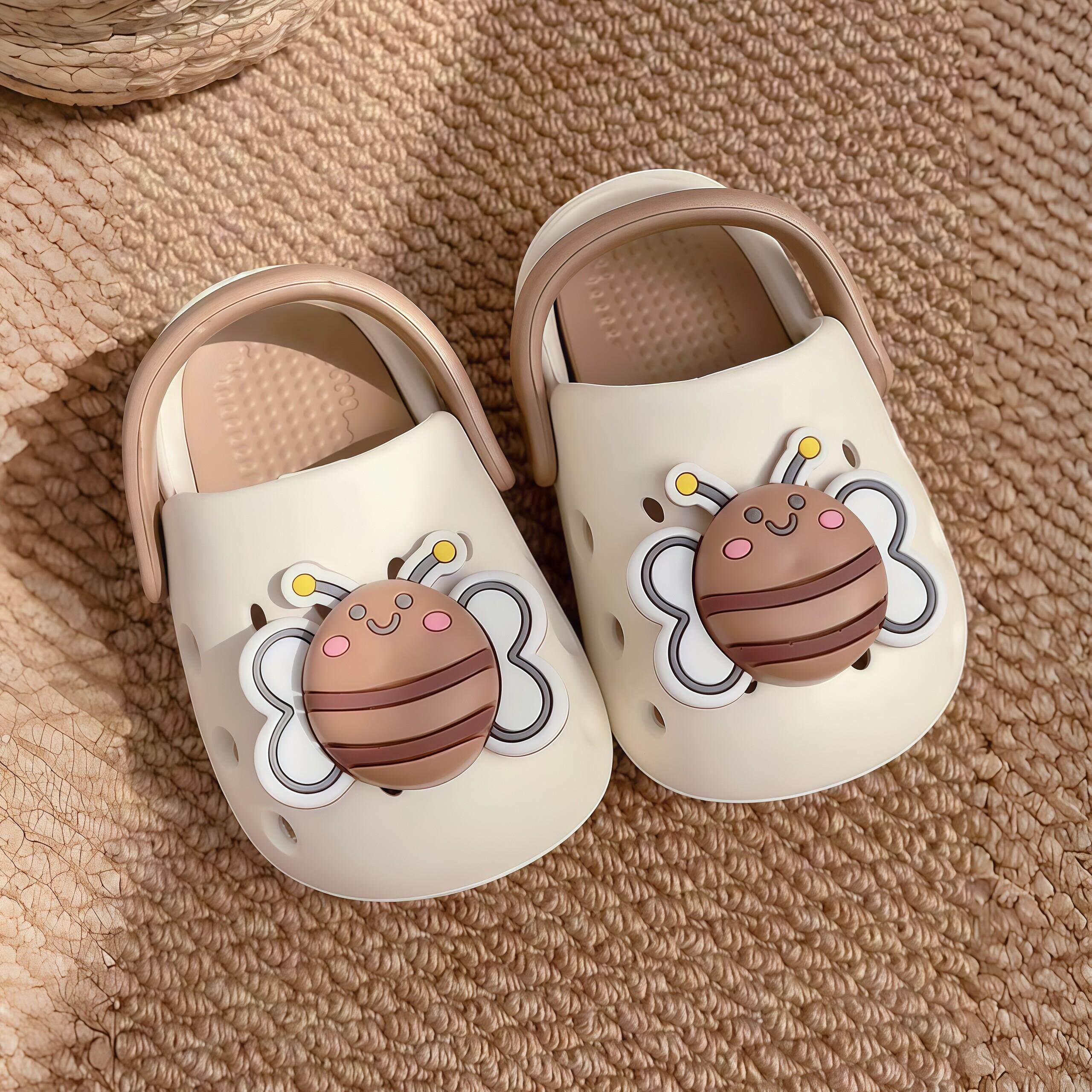 小蜜蜂宝宝洞洞鞋防滑拖鞋儿童沙滩凉鞋男童包头防滑防臭夏季室外