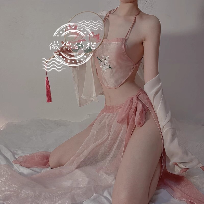古代肚兜网红睡衣吊带女性薄款女人肚兜式小个子夏季睡裙套装激情