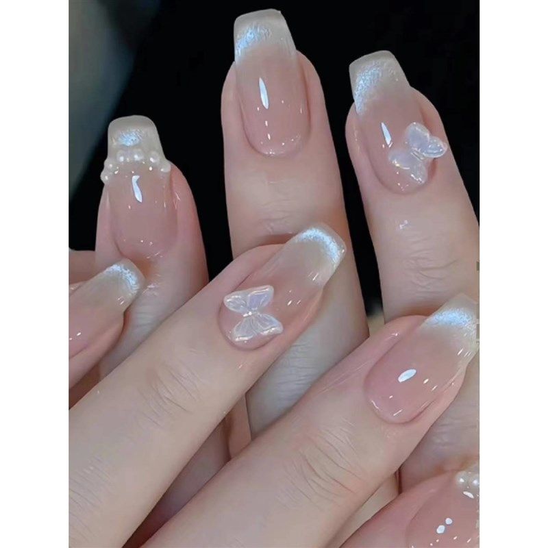 纯手工光疗穿戴甲庄生晓梦穿戴甲成品可拆卸重复使用美甲贴片女