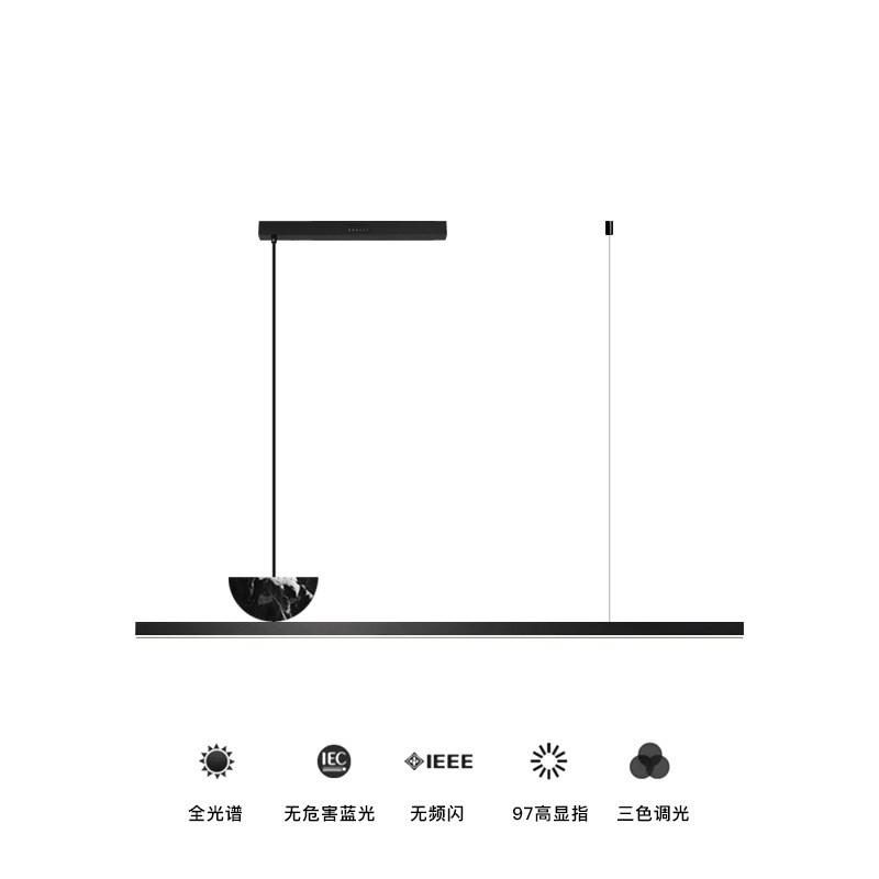 意式极简 全铜餐厅吊灯高端大理石现代简约书房吧台全光谱长条灯