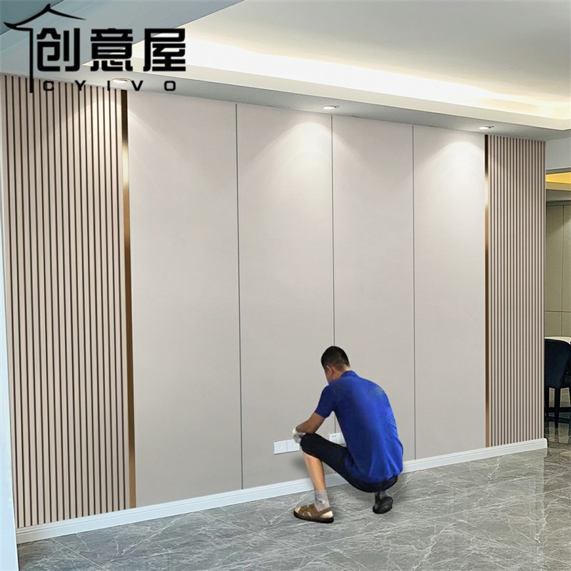 中式木格栅墙纸轻奢电视背景墙壁纸客厅沙发影视R壁画装饰卧室壁图片