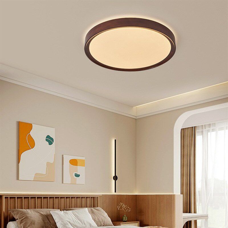 胜铁灯饰厂北欧原木风led吸顶灯书房儿童卧室房间灯创意实木灯具