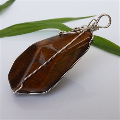 天然黄虎眼石吊坠原矿裸石银饰镶嵌挂件大号霸气男士贴身木变石