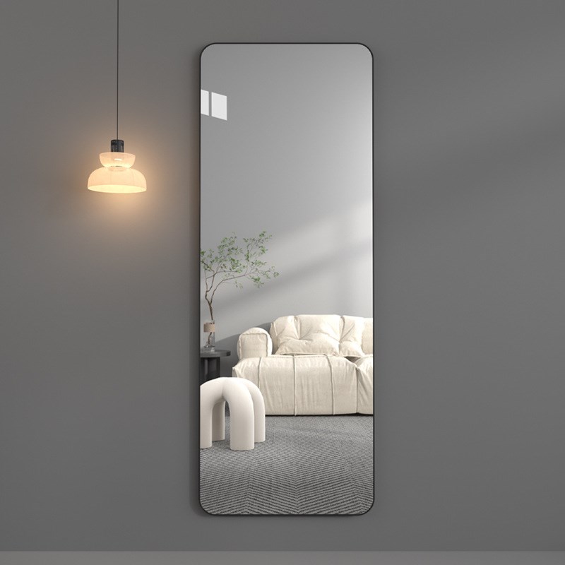 轻奢镜子贴墙自粘网红全身镜壁挂女生卧室试衣镜家用穿衣镜化妆镜