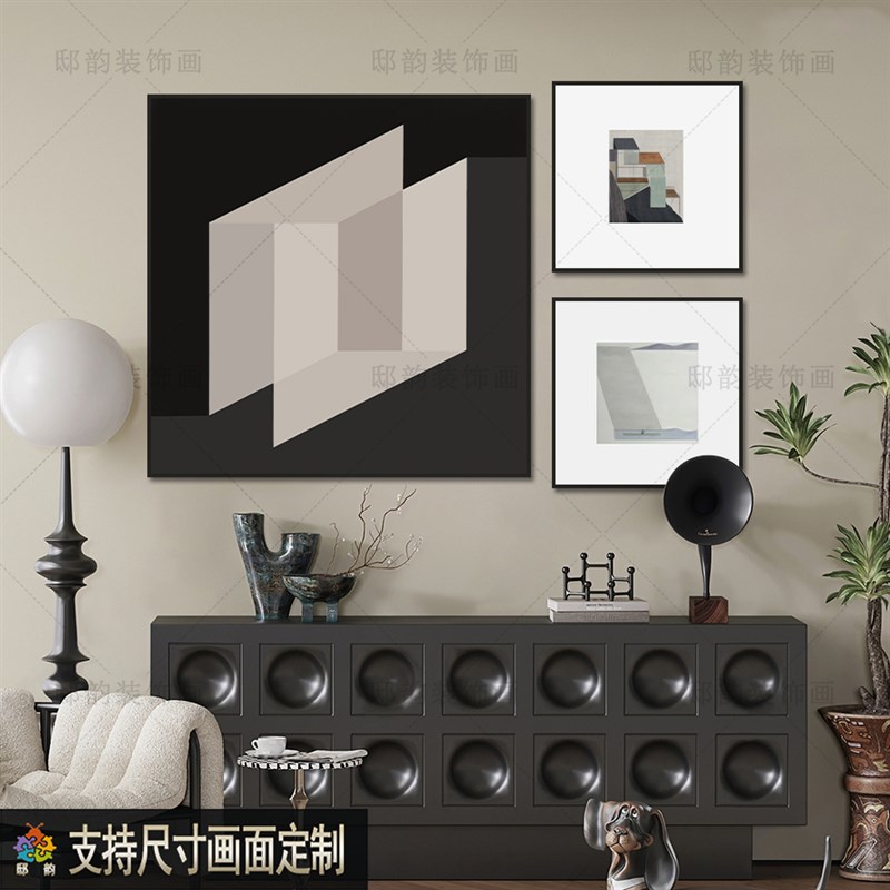 样板间餐厅软装装饰画r现简约级感墙壁画客厅室内家居组合挂画图片