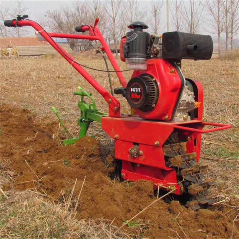 履带式小型旋耕犁地机果园大棚开沟起垄培土机手扶链轨式微耕机