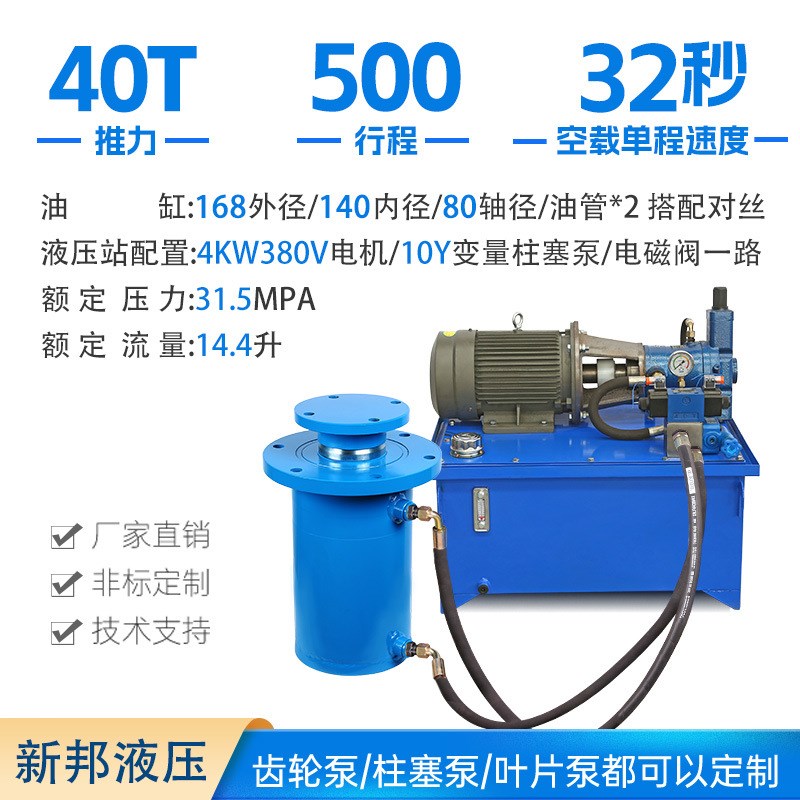 40吨整套高压柱塞泵电磁阀液压站液压油缸泵站油管电控设备打包机