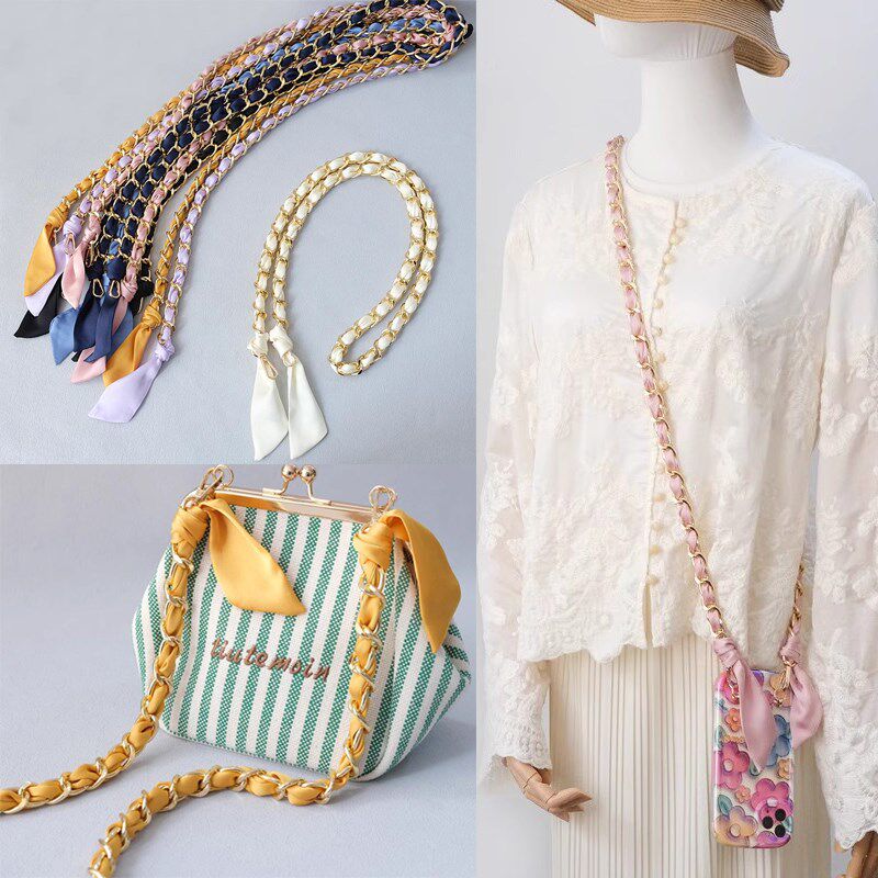 包包链条丝巾链条手机斜挎带长链条纯色丝巾背包带子替换包配件潮