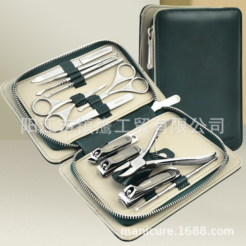 工厂指甲钳指甲剪套装不锈钢指甲刀修甲套装拉链包12件套套装
