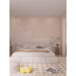 简约轻法式诧寂风装修墙纸客厅卧室床头壁纸仿发光格栅造型壁布画