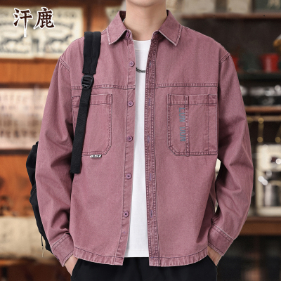 潮牌复古工装夹克衬衫男秋季新款