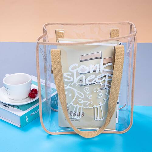 大容量透明防水果冻透明手提袋ins风手拎袋子便携外出旅行学生