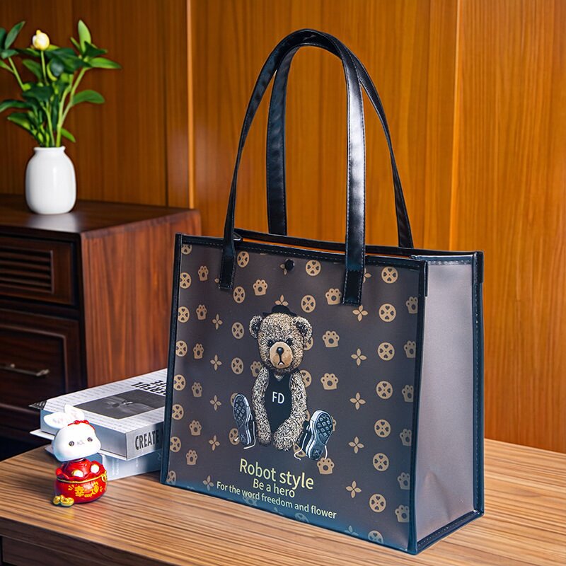 驴淘手提袋25新款卡通小熊上班时尚便携大容量学生购物袋手提包女