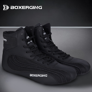 专业拳击鞋男女摔跤战靴格斗鞋子散打训练鞋自由搏击比赛专用高帮