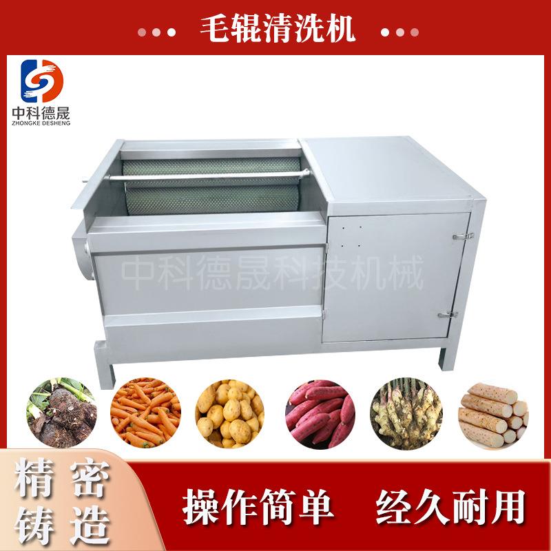 中科德晟不锈钢橙子毛刷清洗打蜡机价格杏子全自动毛辊清洗机厂家