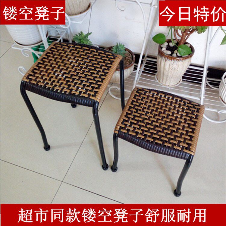 休闲小凳子e单人藤编小板凳小藤椅藤编靠背椅家用餐椅换鞋塑料凳