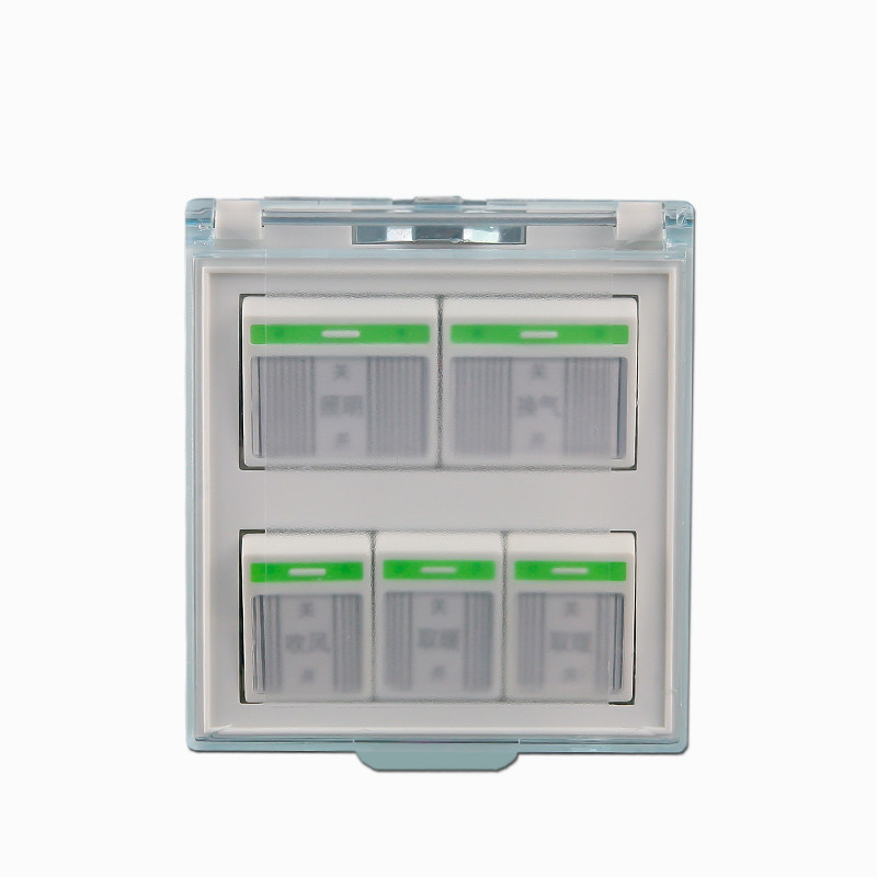 浴霸开关五开浴室防水带盖罩灯暖风暖机五合一卫生间开关面板5开