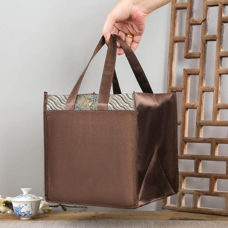 高档丝绸布袋茶叶茶饼袋红茶便携手提袋商务袋购物袋礼品袋定制