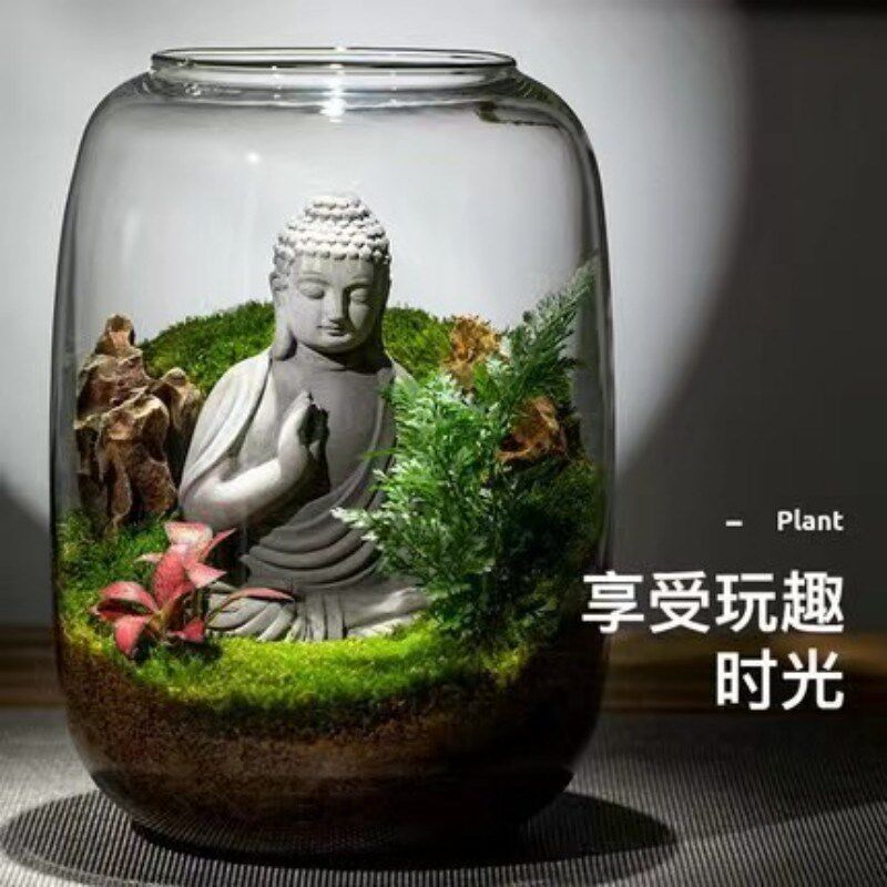 透明玻璃花开见佛微景观生态瓶 禅意雨林缸盆景创意diy造景生态瓶