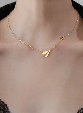 2023新款飞机项链女夏轻奢小众网红潮设计感冷淡风不掉色锁骨链潮