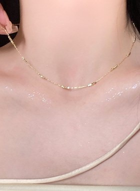 极细素链~碎银子项链高级感轻奢小众锁骨链颈链吊坠项链女款饰品