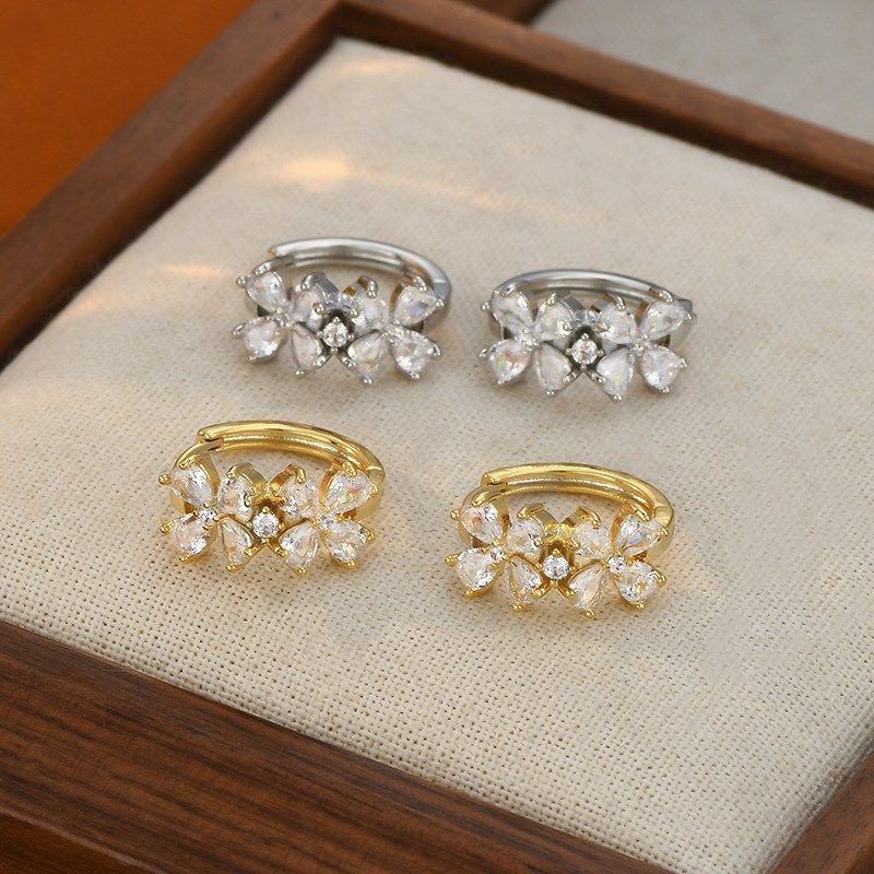 韩国时尚设计感气质耳环女2024年新款锆石几何C形耳饰通勤风耳扣