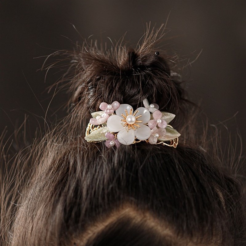 超仙古风儿童秋冬新款紫芋发冠头饰女童演出旗袍汉服顶冠发饰