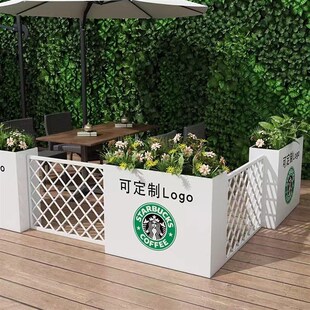 创意门口装饰箱咖啡厅围栏花箱组合户外休闲区绿植外摆花槽奶茶店