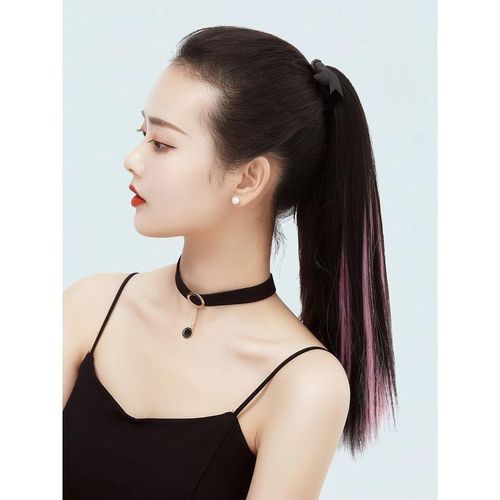 马尾假发女自然渐变挑染直发短马尾绑带式轻薄辫子高马尾抓夹