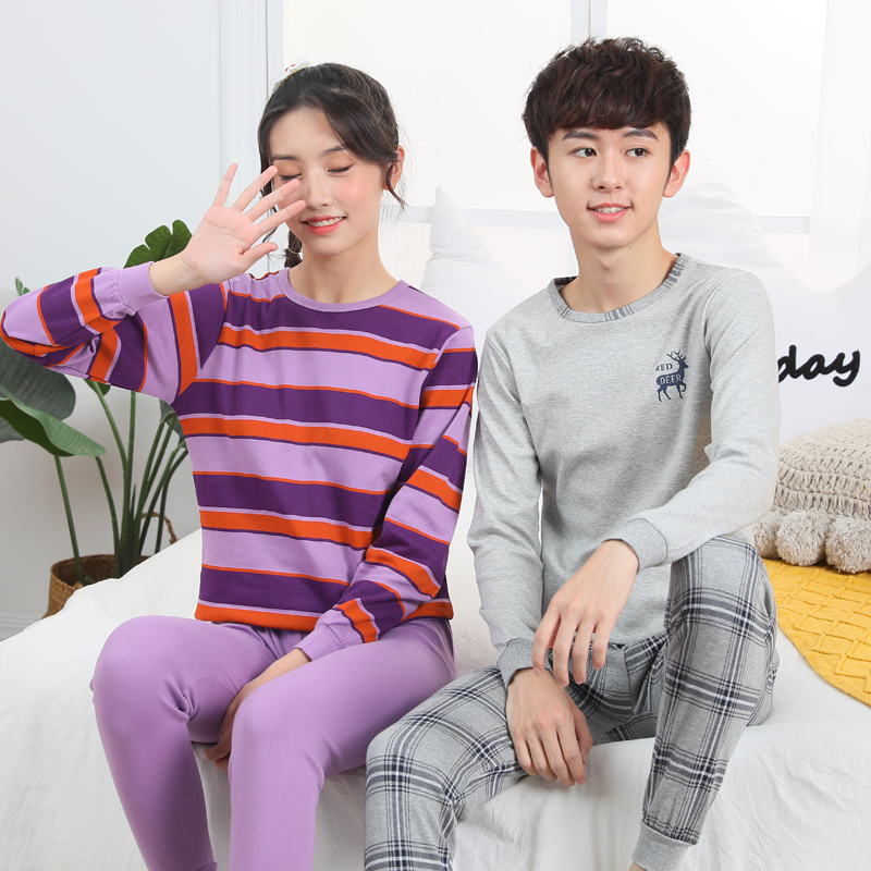 男童秋衣秋裤套装纯棉中童12大童13周岁以上儿童女童保暖内衣全棉