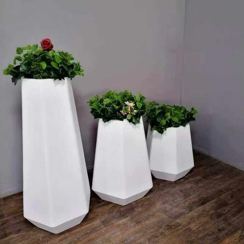 玻璃钢花盆商场花钵组合花器广场种植池北欧菱形花盆户外花箱美陈