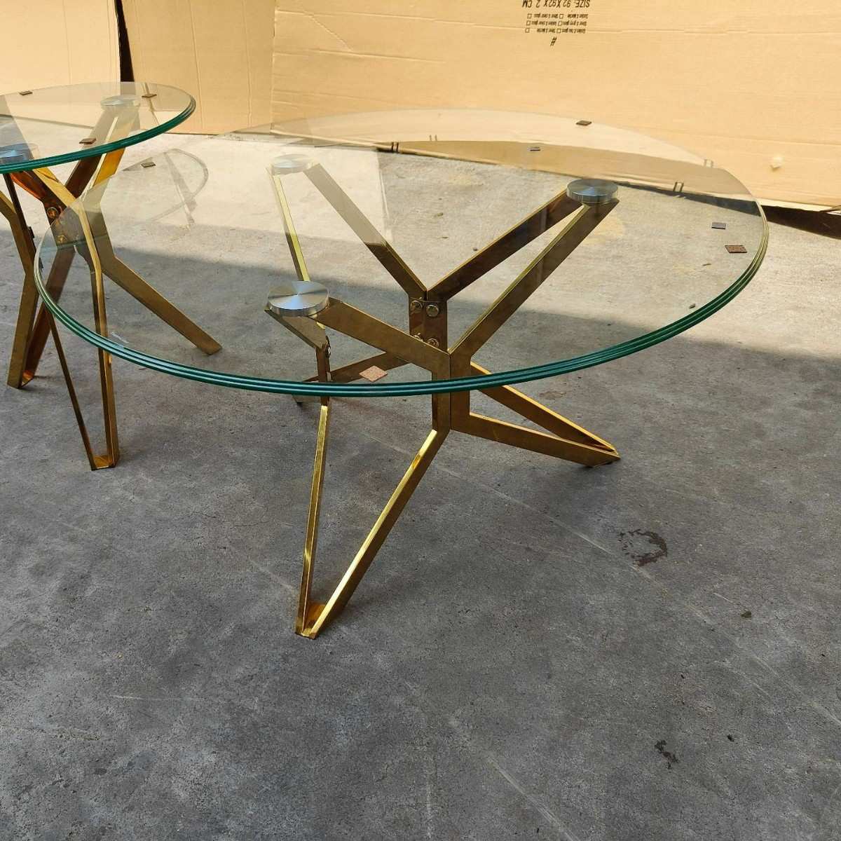 不锈钢镀金茶几 简约黑白玻璃创意边几 KTV不锈钢茶几