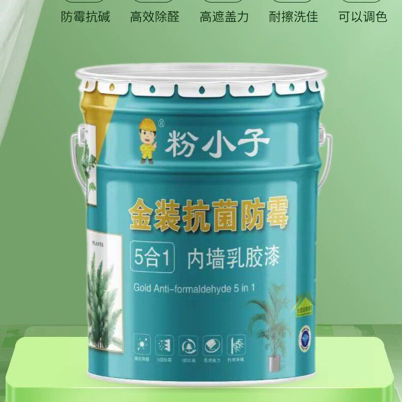 粉小子乳胶漆室内家用内墙金装抗甲醛油漆自刷净味涂料五合一墙漆