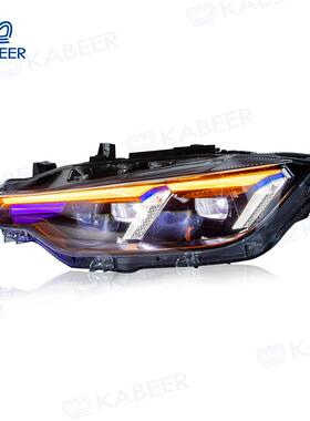 适用于12-18款宝马3系蓝眉大灯总成改装F30/F35高配LED透镜转向灯