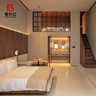 酒店宾馆家具定做公寓民宿客房板式床沙发酒店家具标间全套定制