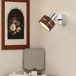 中古风实木壁灯可旋转卧室床头灯具咖啡厅银色包豪斯复古装饰墙灯