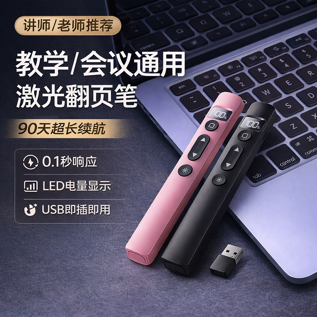 激光翻页笔教师上课用多功能电脑希沃白板专用PPT遥控笔多媒体投影仪教学讲课演讲会议一体机充电翻页笔以迈