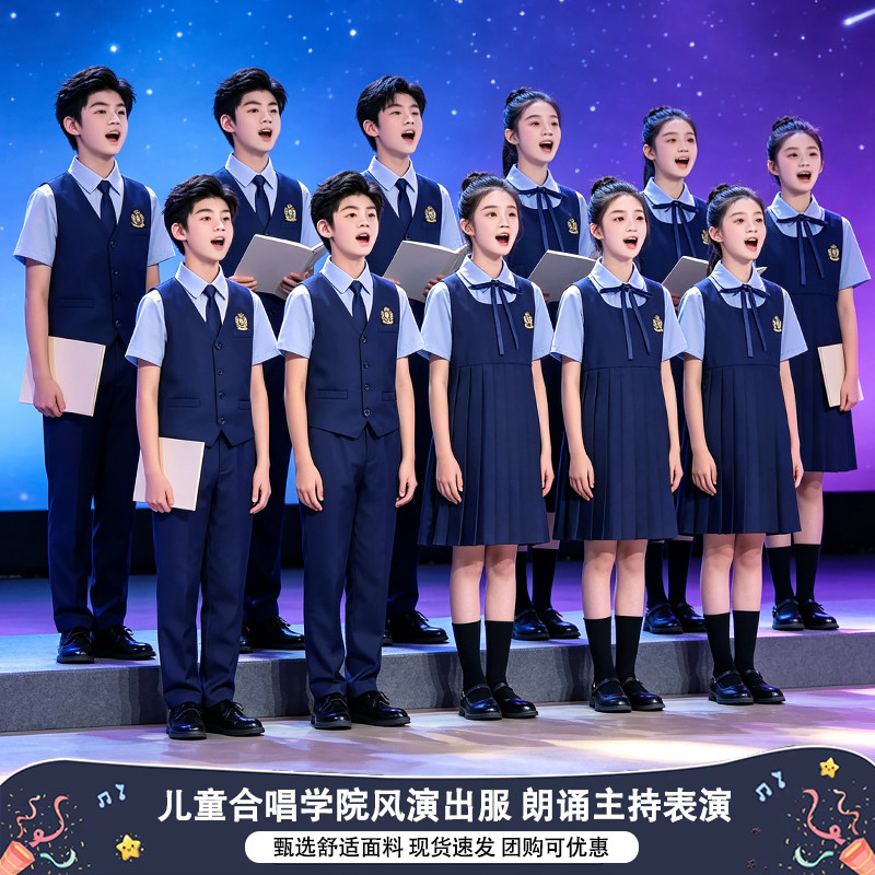 儿童合唱演出服学院风表演服装